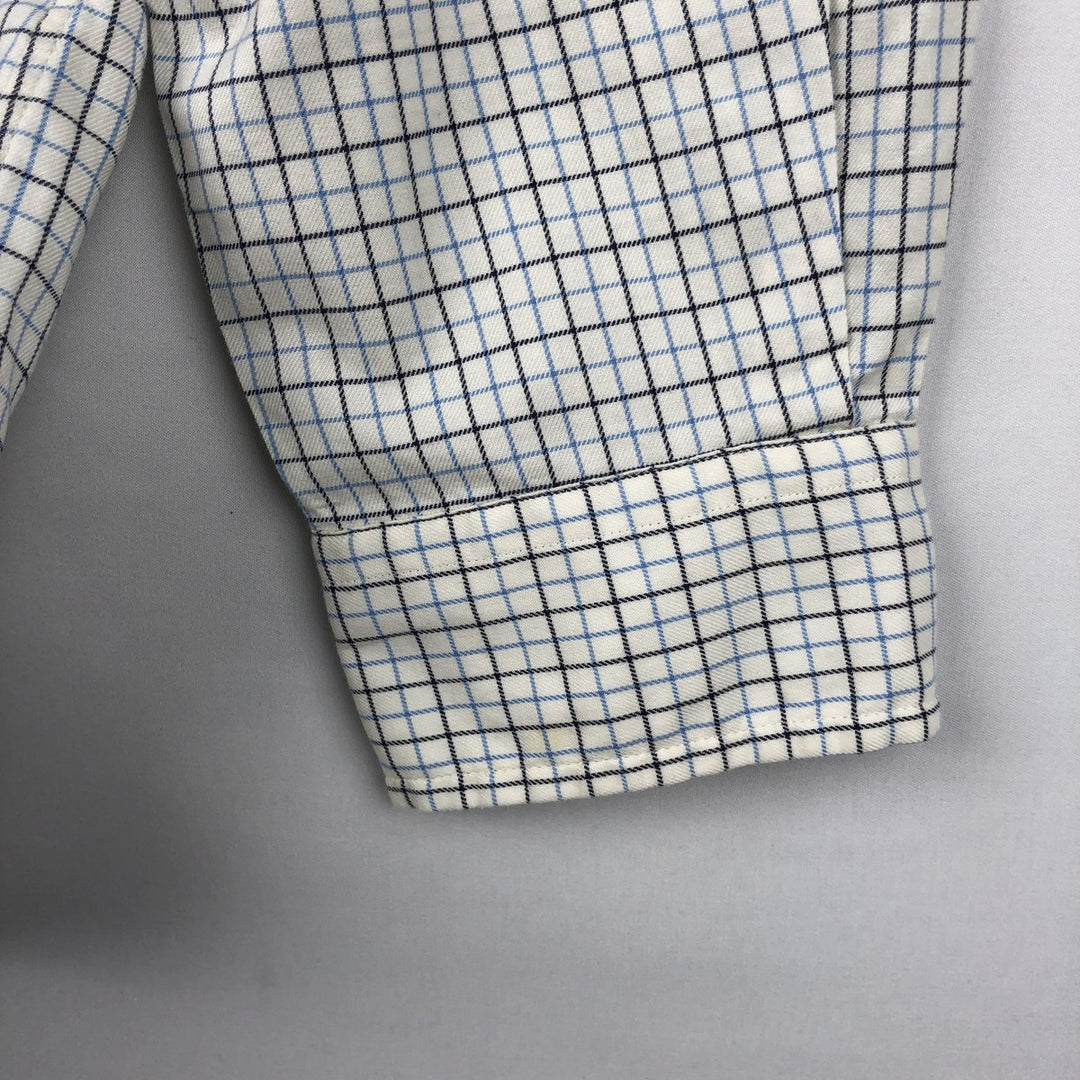 Ralph Lauren Classic Fit Long Sleeve Button Down Check Shirt Men's Size L cotton white type Vintage Second Hand