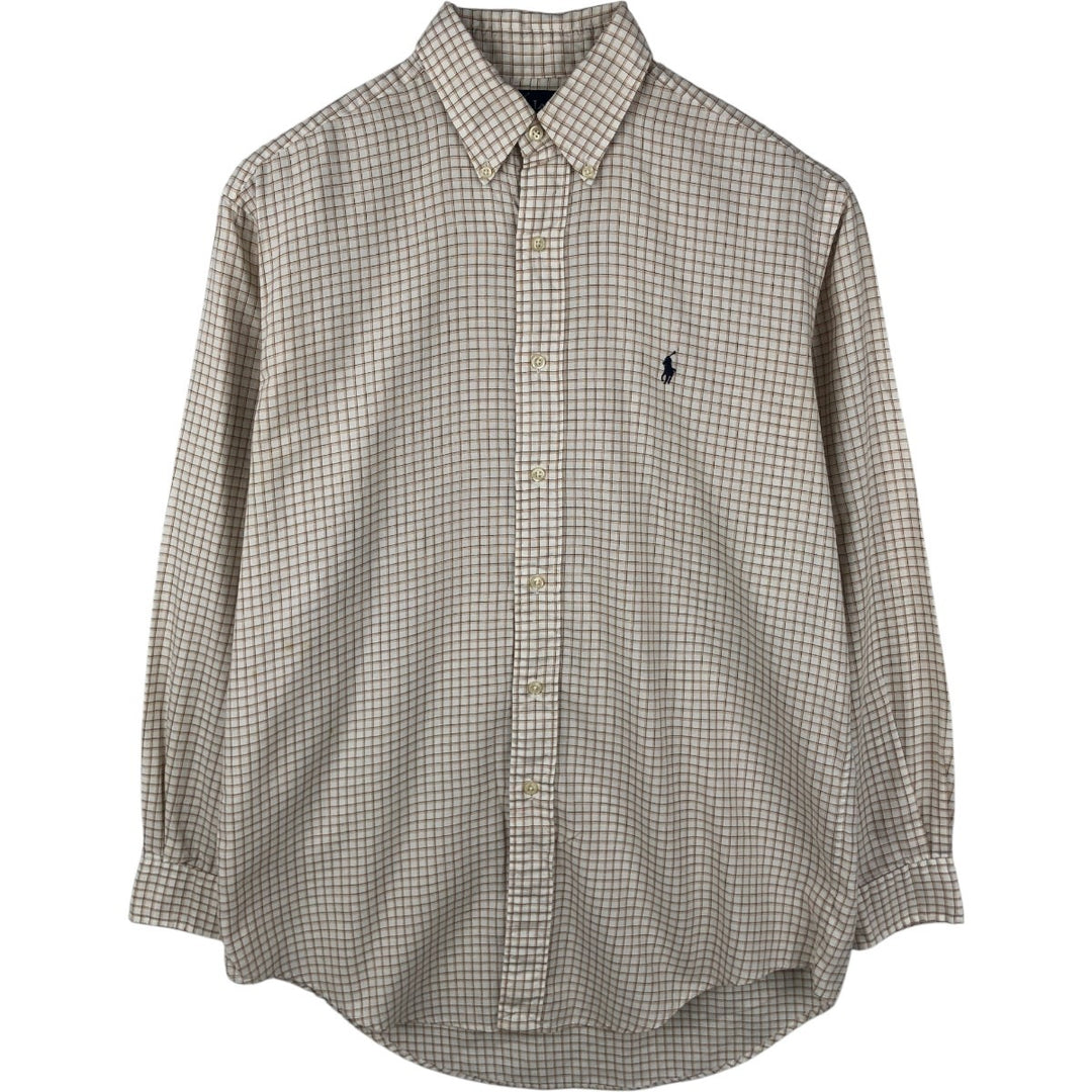 Ralph Lauren YARMOUTH Long Sleeve Button-Down Check Shirt, Men's Size M cotton white type Vintage Second Hand