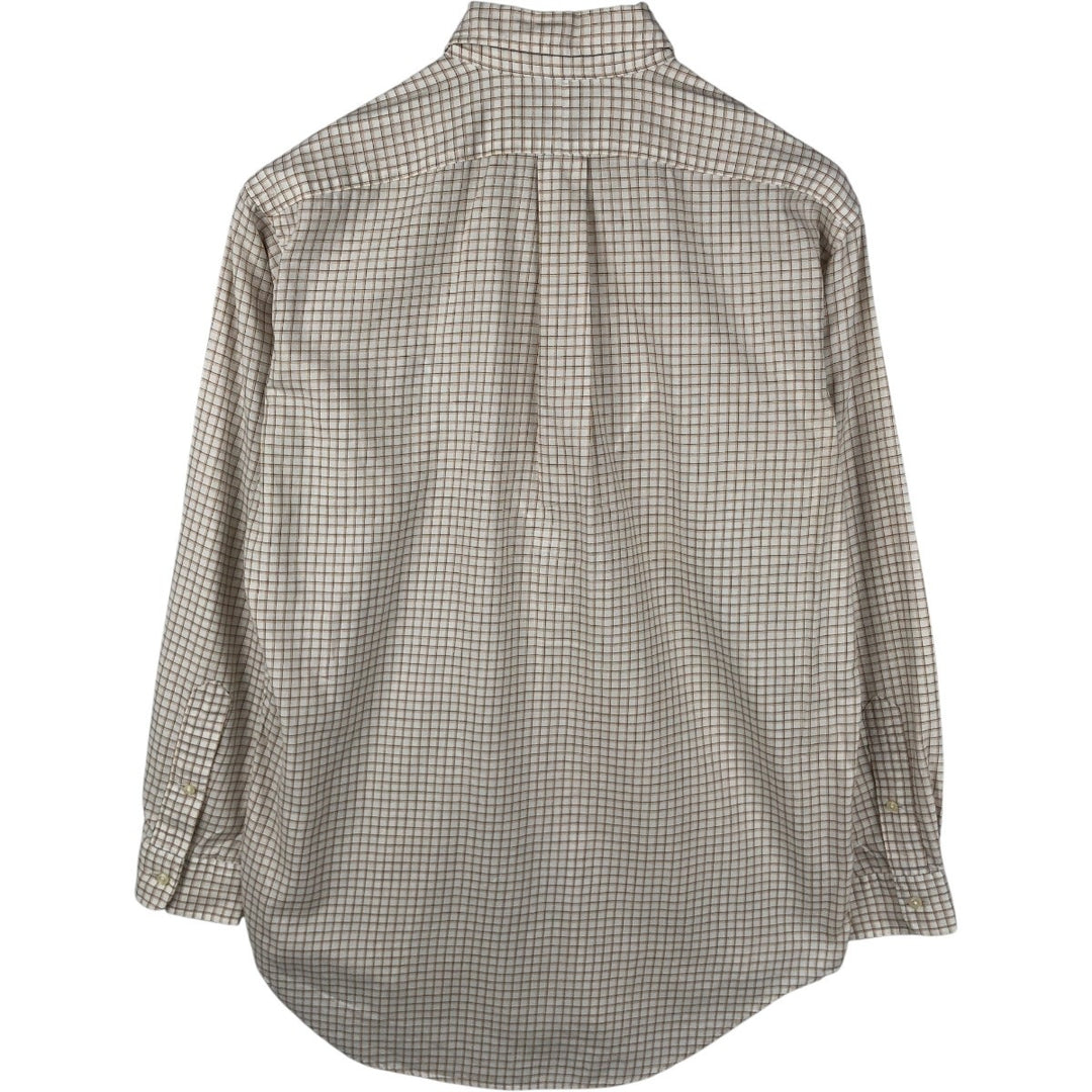 Ralph Lauren YARMOUTH Long Sleeve Button-Down Check Shirt, Men's Size M cotton white type Vintage Second Hand