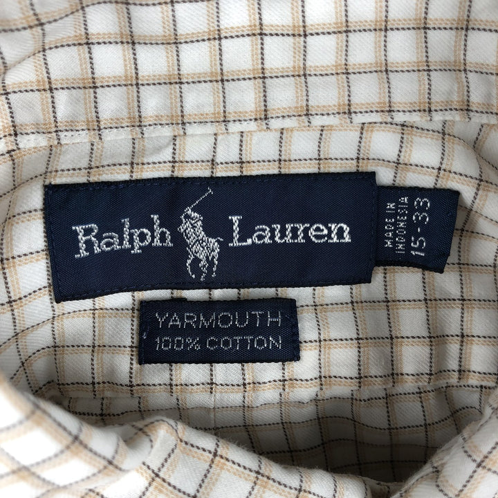 Ralph Lauren YARMOUTH Long Sleeve Button-Down Check Shirt, Men's Size M cotton white type Vintage Second Hand