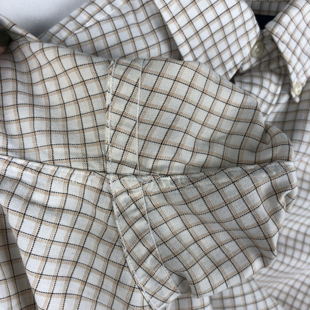 Ralph Lauren YARMOUTH Long Sleeve Button-Down Check Shirt, Men's Size M cotton white type Vintage Second Hand