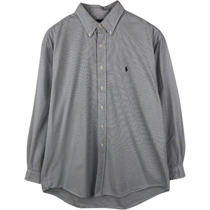 Ralph Lauren BLAKE long sleeve button down check shirt, men's size L cotton white type Vintage Second Hand