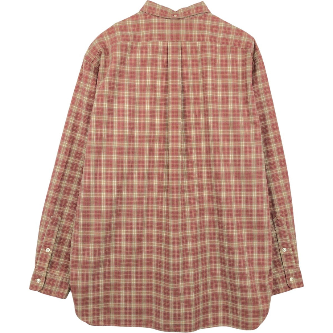 Ralph Lauren MCMEEL long-sleeved button-down check shirt, men's size XL cotton red type reddish brown Vintage Second Hand
