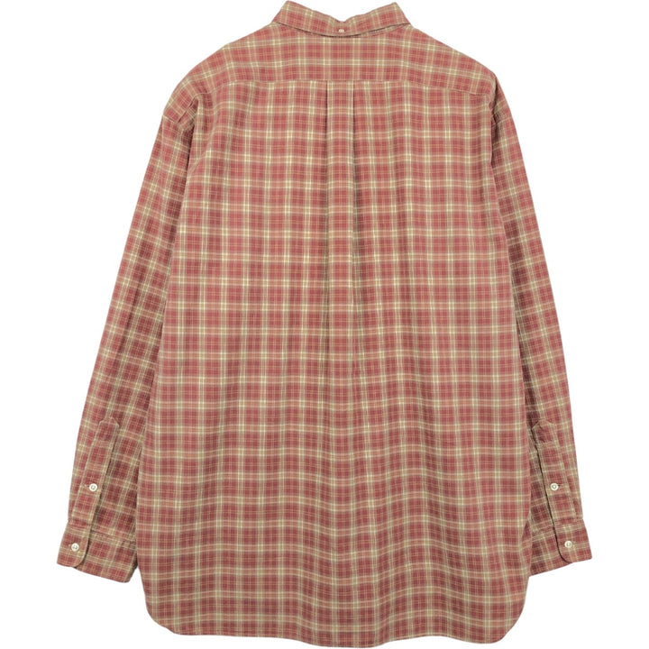 Ralph Lauren MCMEEL long-sleeved button-down check shirt, men's size XL cotton red type reddish brown Vintage Second Hand