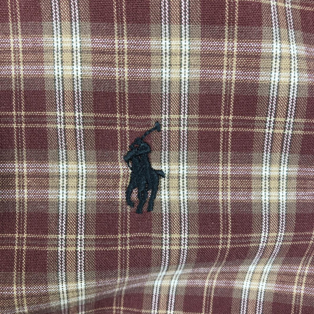 Ralph Lauren MCMEEL long-sleeved button-down check shirt, men's size XL cotton red type reddish brown Vintage Second Hand