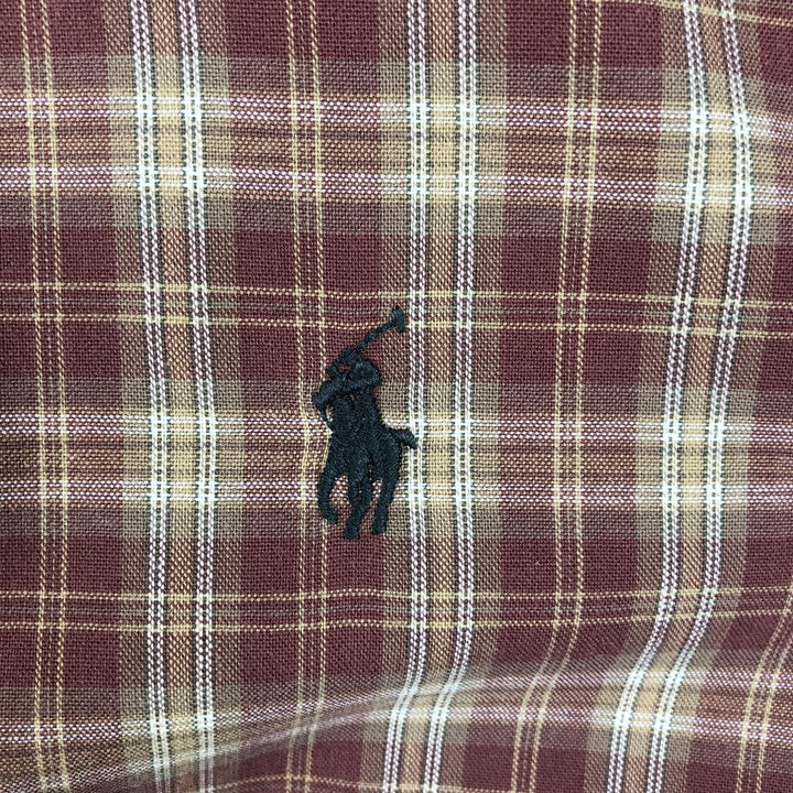 Ralph Lauren MCMEEL long-sleeved button-down check shirt, men's size XL cotton red type reddish brown Vintage Second Hand