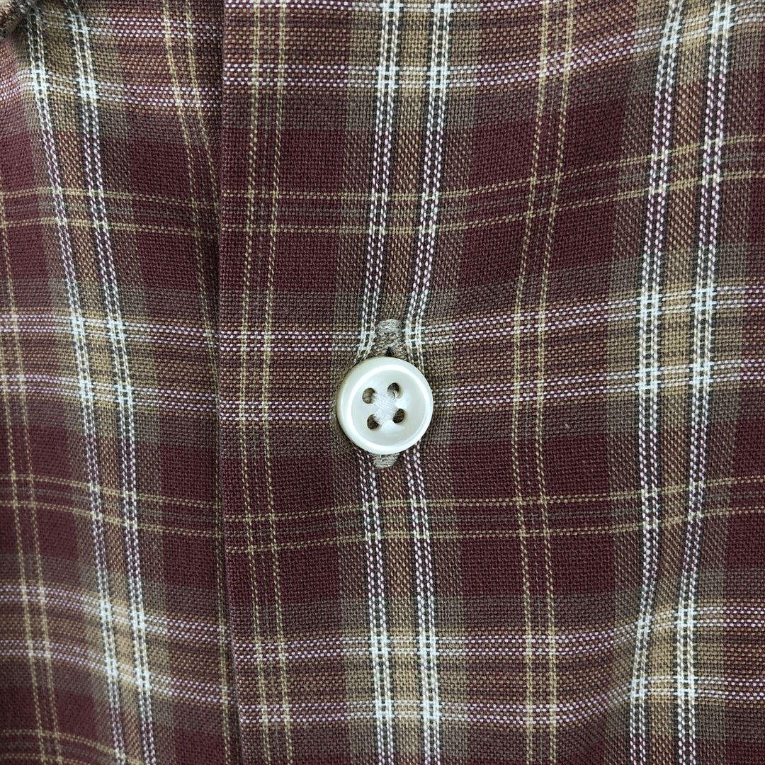 Ralph Lauren MCMEEL long-sleeved button-down check shirt, men's size XL cotton red type reddish brown Vintage Second Hand
