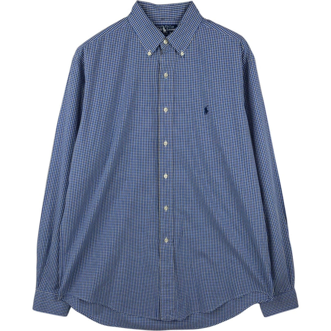 Ralph Lauren YARMOUTH Long Sleeve Button-Down Check Shirt, Men's Size L cotton blue type Vintage Second Hand