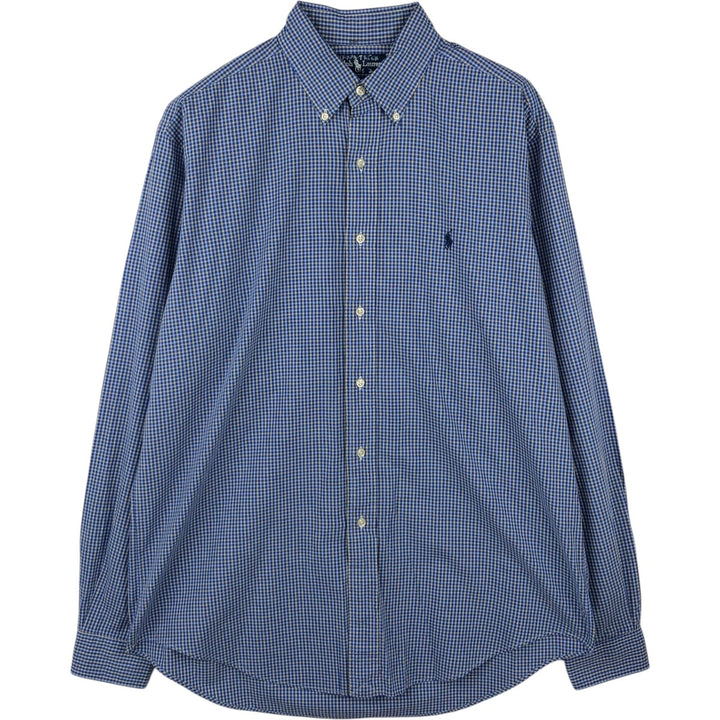 Ralph Lauren YARMOUTH Long Sleeve Button-Down Check Shirt, Men's Size L cotton blue type Vintage Second Hand
