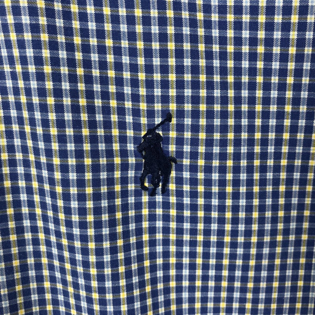 Ralph Lauren YARMOUTH Long Sleeve Button-Down Check Shirt, Men's Size L cotton blue type Vintage Second Hand