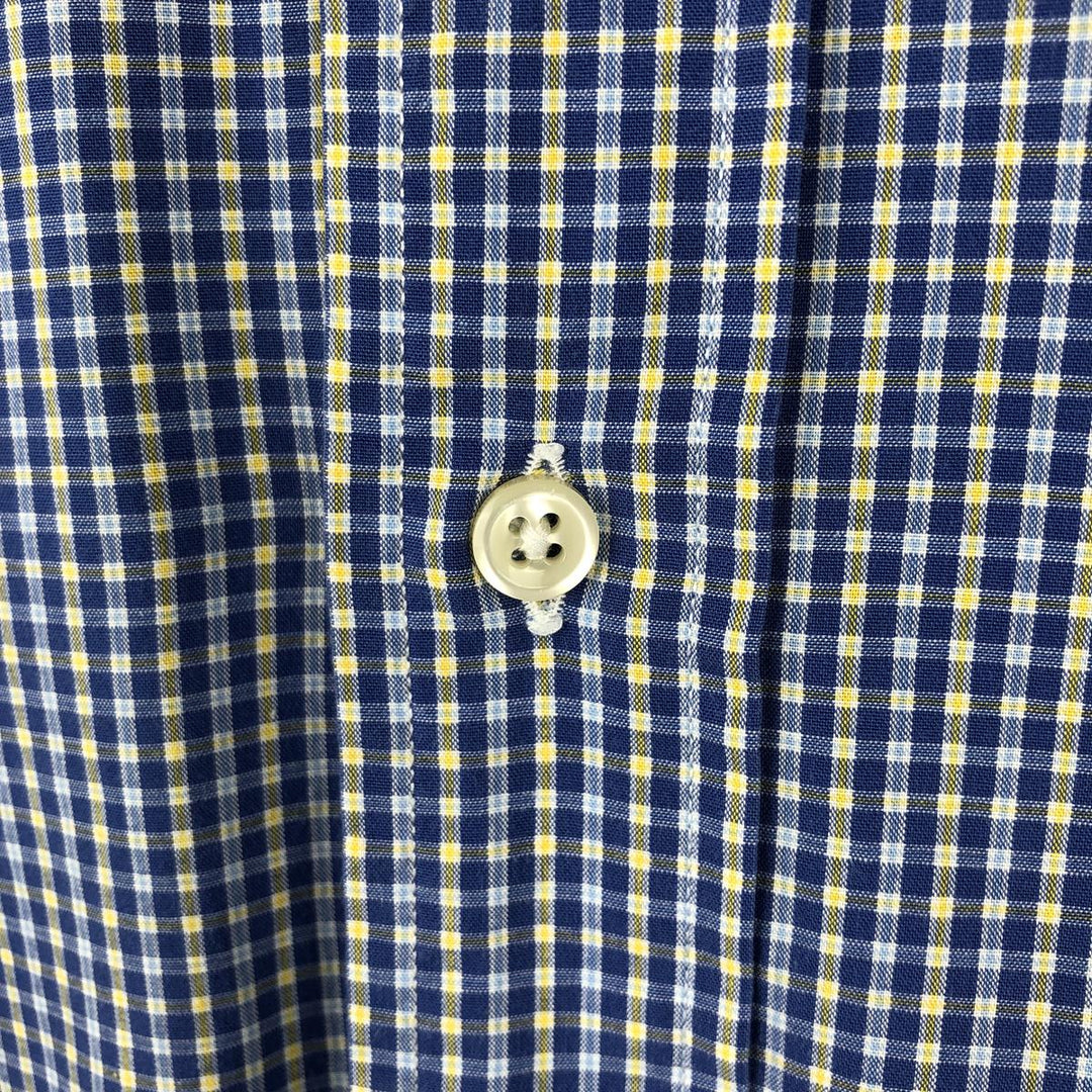 Ralph Lauren YARMOUTH Long Sleeve Button-Down Check Shirt, Men's Size L cotton blue type Vintage Second Hand