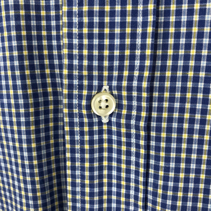 Ralph Lauren YARMOUTH Long Sleeve Button-Down Check Shirt, Men's Size L cotton blue type Vintage Second Hand