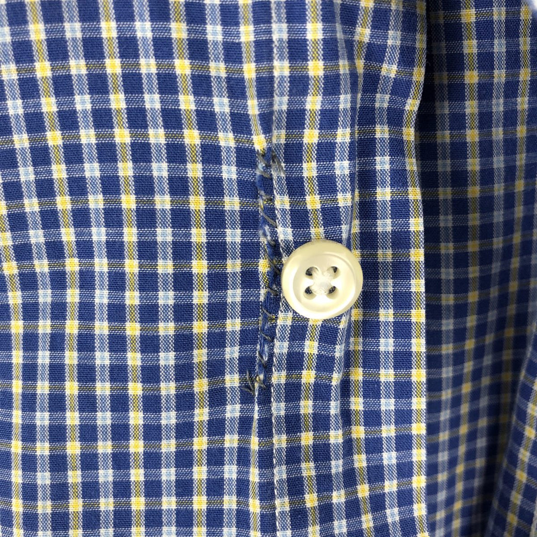 Ralph Lauren YARMOUTH Long Sleeve Button-Down Check Shirt, Men's Size L cotton blue type Vintage Second Hand