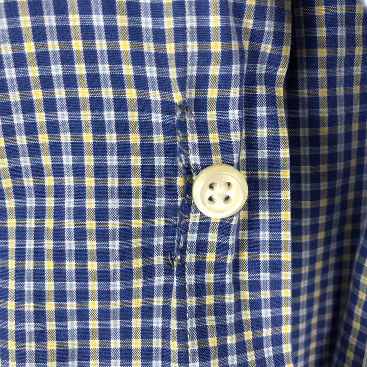 Ralph Lauren YARMOUTH Long Sleeve Button-Down Check Shirt, Men's Size L cotton blue type Vintage Second Hand