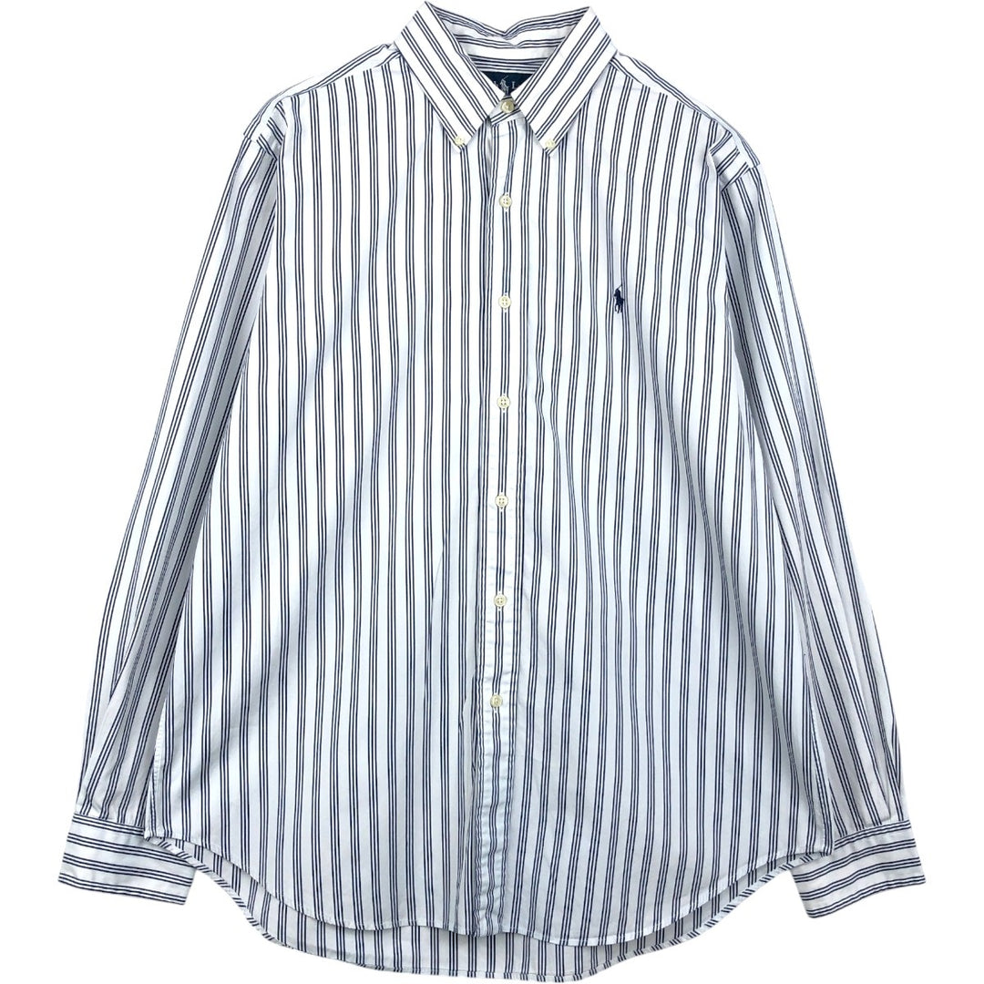 Ralph Lauren Classic Fit Long Sleeve Button Down Striped Shirt Men's Size L cotton white type Vintage Second Hand