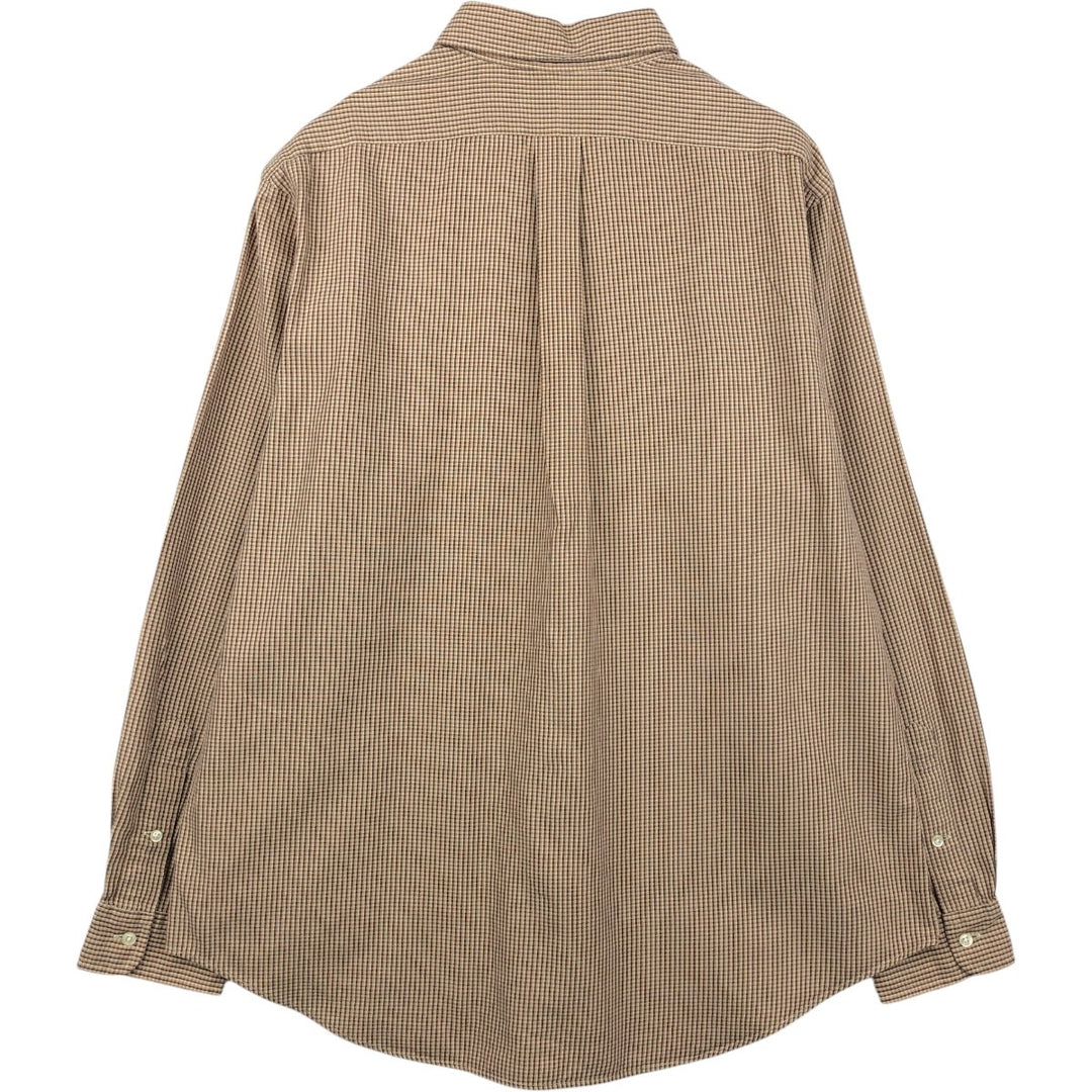 Ralph Lauren POLO by Ralph Lauren CUSTOM FIT long-sleeved button-down check shirt, men's size XL cotton Beige type Vintage Second Hand