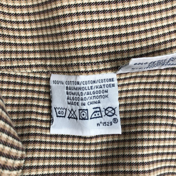 Ralph Lauren POLO by Ralph Lauren CUSTOM FIT long-sleeved button-down check shirt, men's size XL cotton Beige type Vintage Second Hand