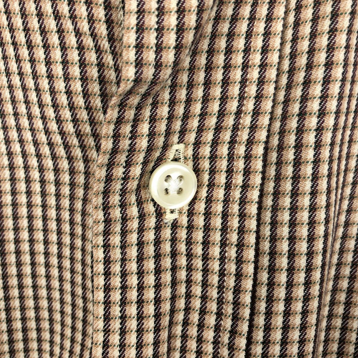 Ralph Lauren POLO by Ralph Lauren CUSTOM FIT long-sleeved button-down check shirt, men's size XL cotton Beige type Vintage Second Hand