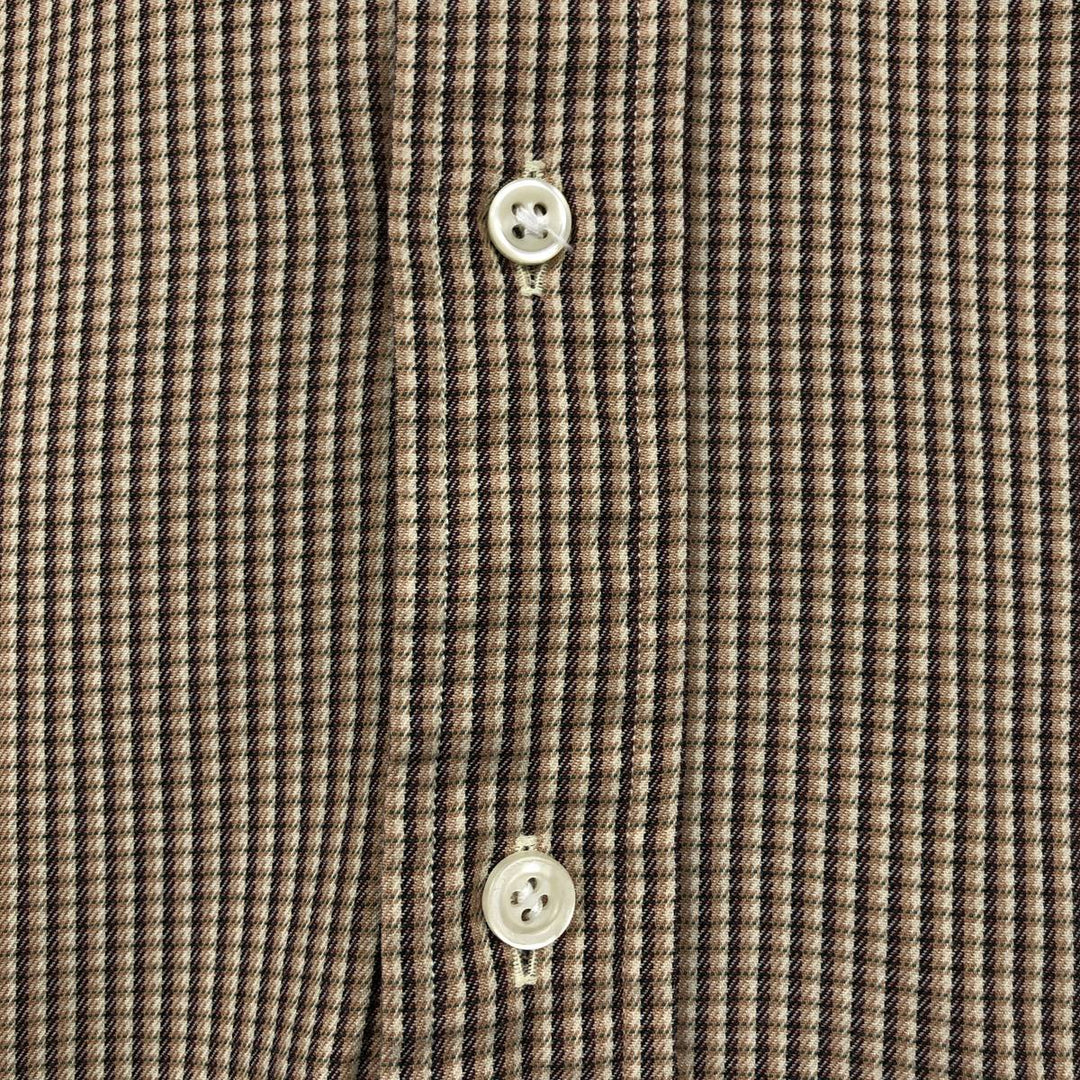 Ralph Lauren POLO by Ralph Lauren CUSTOM FIT long-sleeved button-down check shirt, men's size XL cotton Beige type Vintage Second Hand