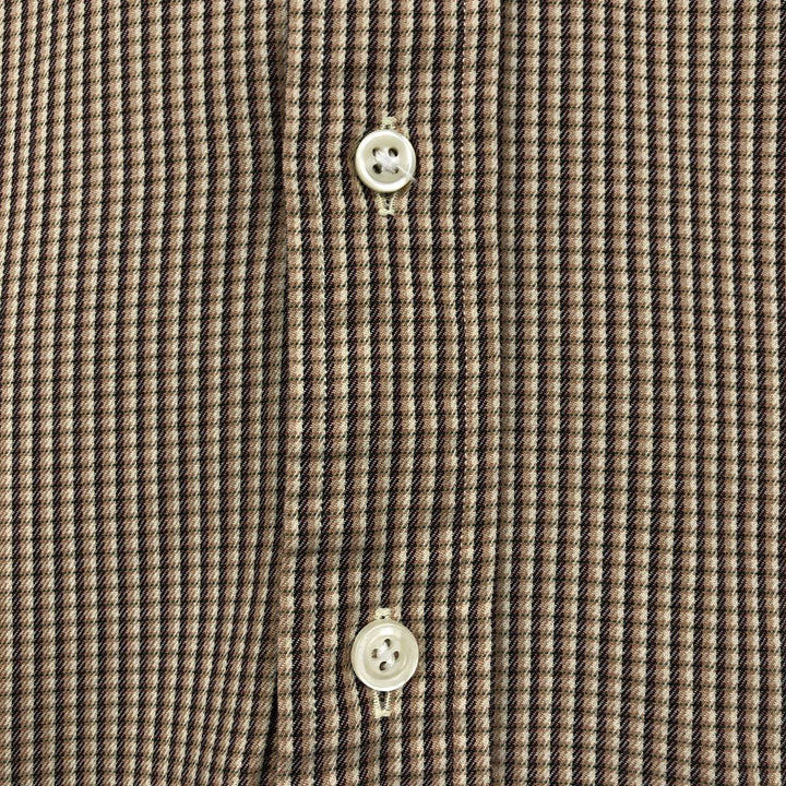 Ralph Lauren POLO by Ralph Lauren CUSTOM FIT long-sleeved button-down check shirt, men's size XL cotton Beige type Vintage Second Hand