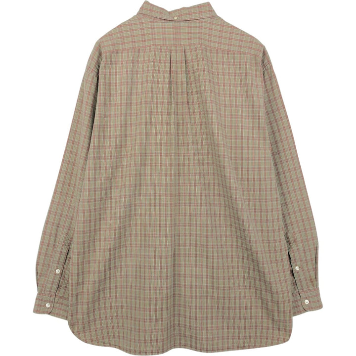 Ralph Lauren MCMEEL long-sleeved button-down check shirt, men's size XL cotton beige type brown Vintage Second Hand