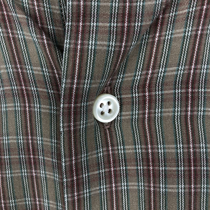 Ralph Lauren MCMEEL long-sleeved button-down check shirt, men's size XL cotton beige type brown Vintage Second Hand