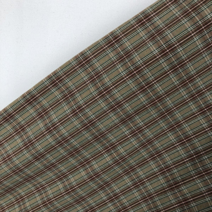 Ralph Lauren MCMEEL long-sleeved button-down check shirt, men's size XL cotton beige type brown Vintage Second Hand