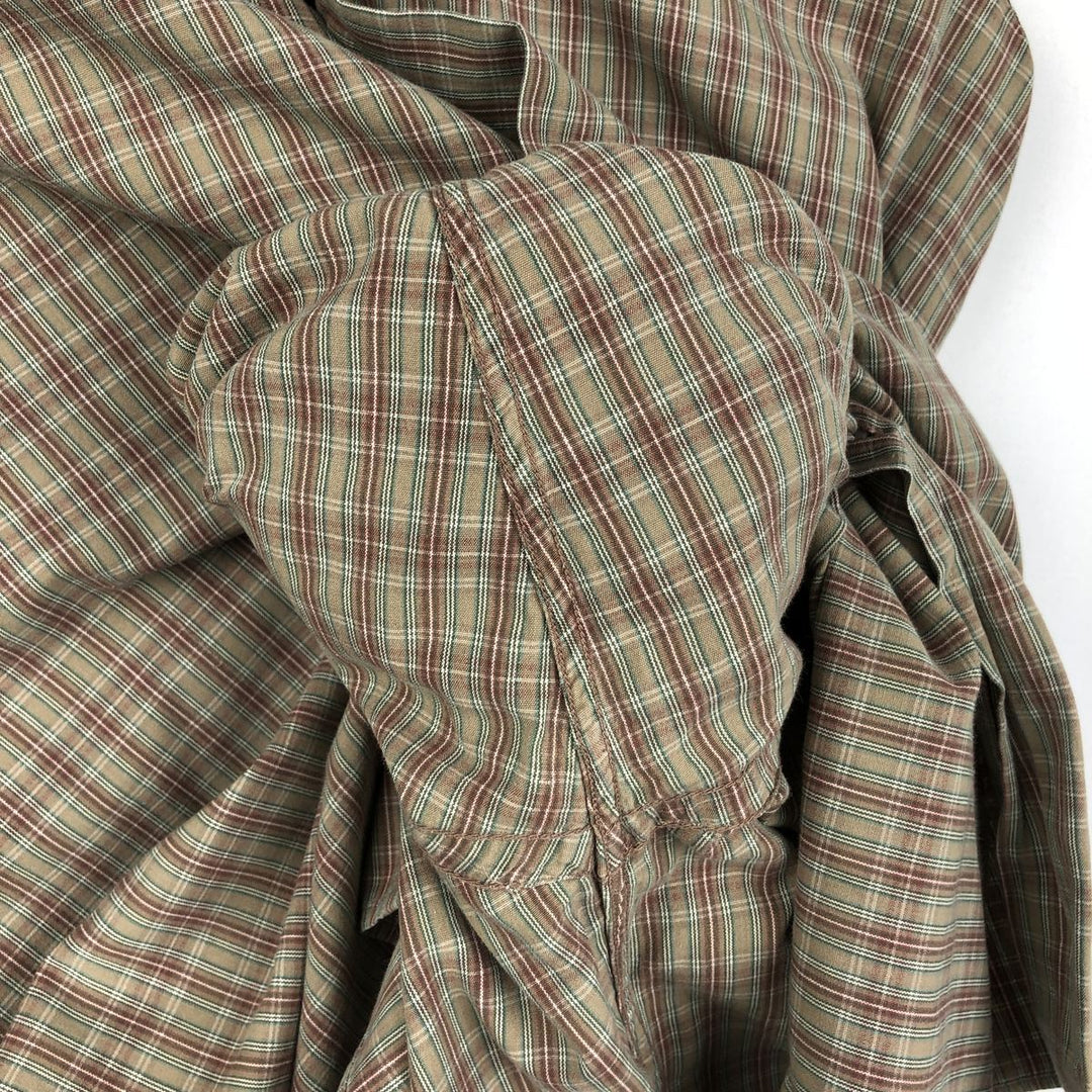 Ralph Lauren MCMEEL long-sleeved button-down check shirt, men's size XL cotton beige type brown Vintage Second Hand