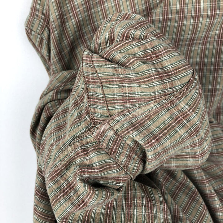 Ralph Lauren MCMEEL long-sleeved button-down check shirt, men's size XL cotton beige type brown Vintage Second Hand