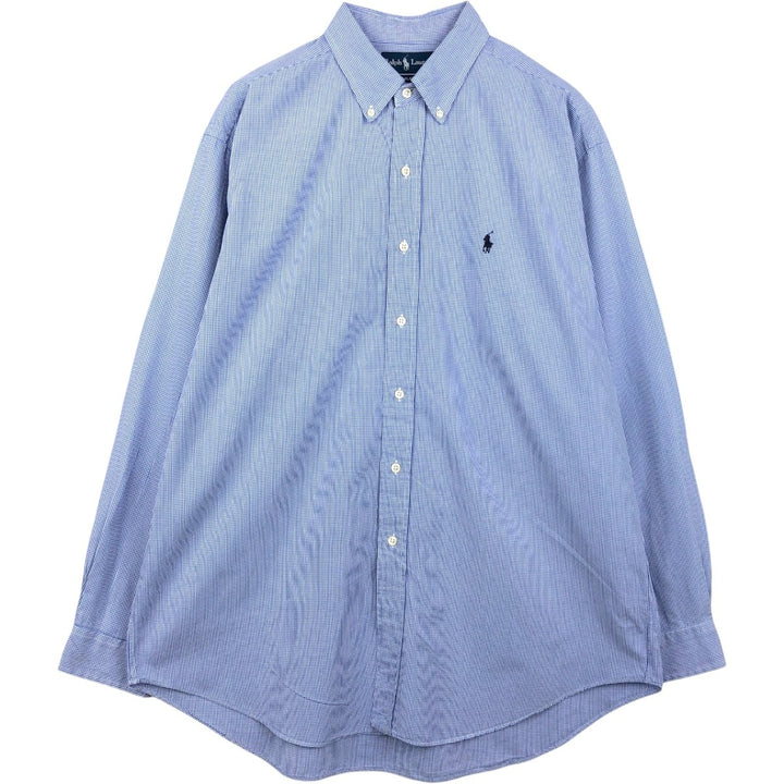 Ralph Lauren BLAKE long sleeve button down check shirt, men's size L cotton blue type Vintage Second Hand