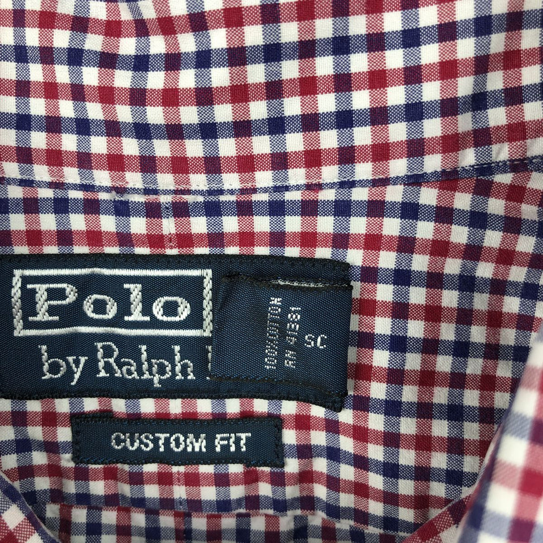 Ralph Lauren POLO by Ralph Lauren CUSTOM FIT long-sleeved button-down check shirt, men's size L cotton white type Vintage Second Hand