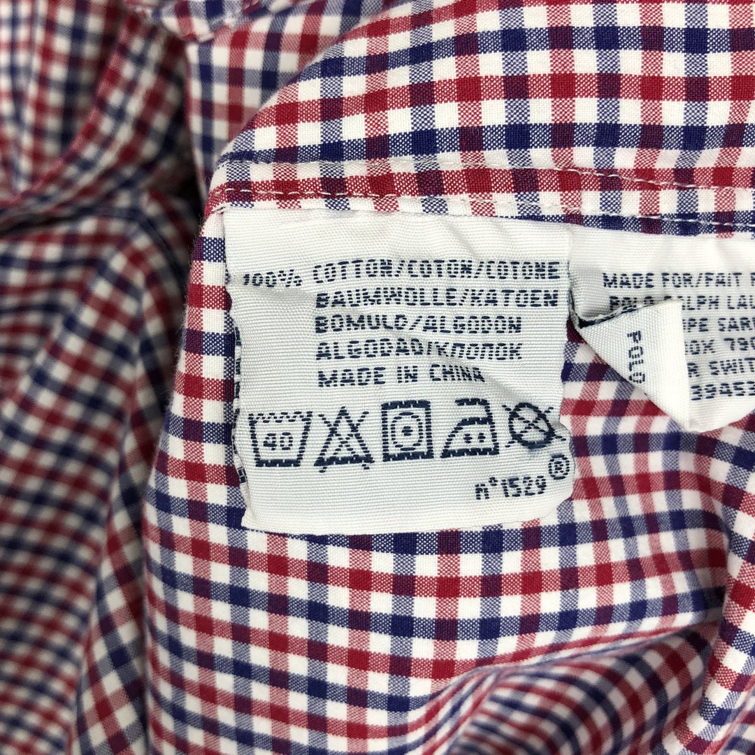 Ralph Lauren POLO by Ralph Lauren CUSTOM FIT long-sleeved button-down check shirt, men's size L cotton white type Vintage Second Hand