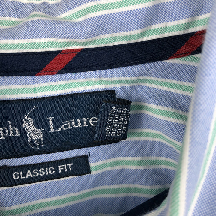 Ralph Lauren Classic Fit Long Sleeve Button Down Striped Shirt Men's XL cotton blue type Vintage Second Hand