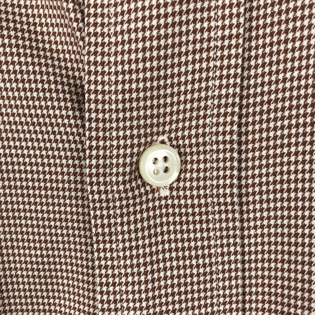 Ralph Lauren POLO by Ralph Lauren Houndstooth Pattern Stand Collar Long Sleeve Cotton Shirt, Men's Size XL (approx.) cotton white type Vintage Second Hand