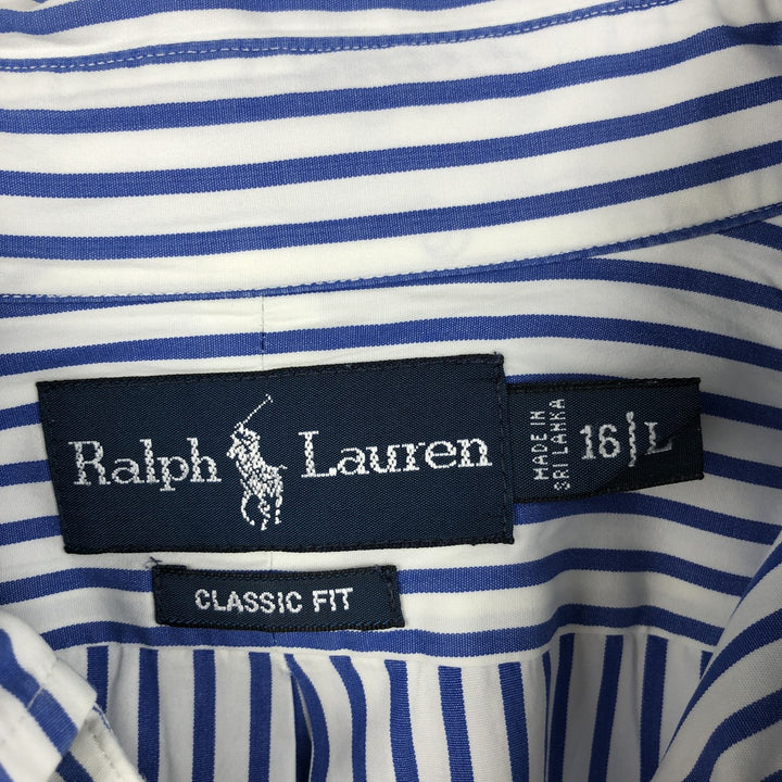 Ralph Lauren Classic Fit Long Sleeve Button Down Striped Shirt Men's Size L cotton white type Vintage Second Hand