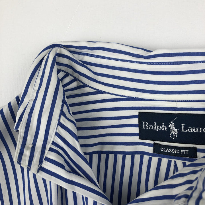 Ralph Lauren Classic Fit Long Sleeve Button Down Striped Shirt Men's Size L cotton white type Vintage Second Hand