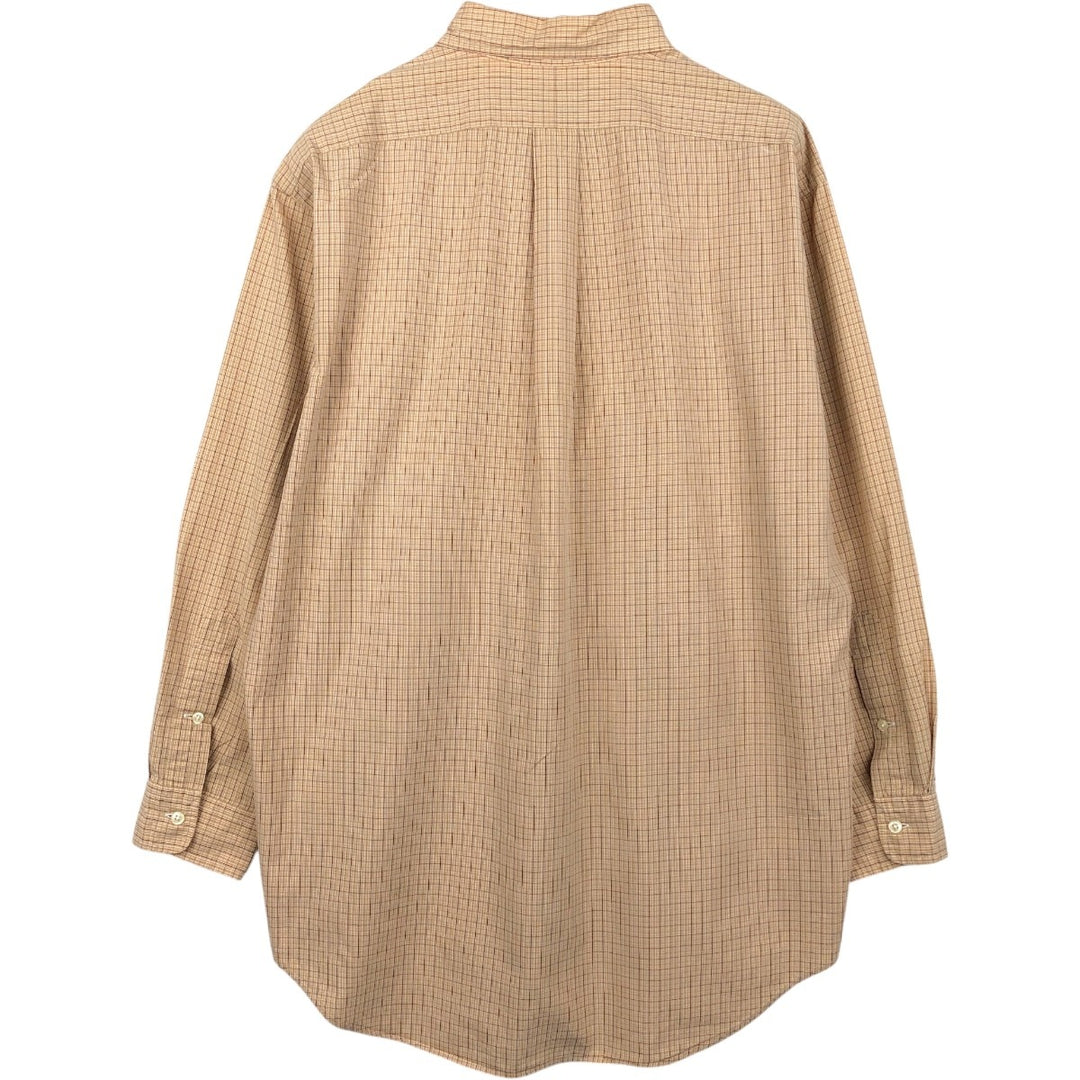 Ralph Lauren YARMOUTH Long Sleeve Button-Down Check Shirt, Men's Size L cotton Beige type Vintage Second Hand