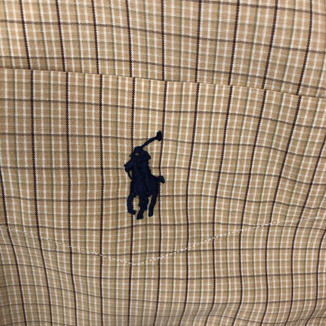 Ralph Lauren YARMOUTH Long Sleeve Button-Down Check Shirt, Men's Size L cotton Beige type Vintage Second Hand