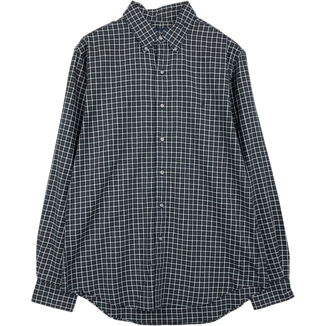 Ralph Lauren Slim Fit Long Sleeve Button-Down Check Shirt, Men's Size L cotton black type Vintage Second Hand