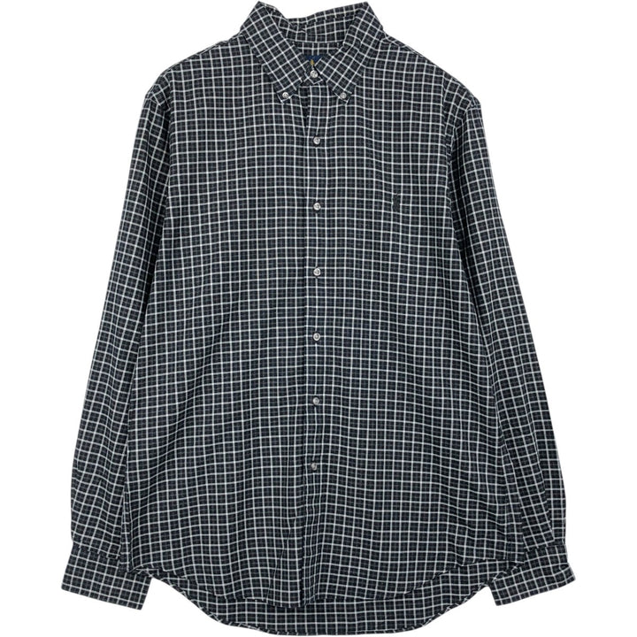 Ralph Lauren Slim Fit Long Sleeve Button-Down Check Shirt, Men's Size L cotton black type Vintage Second Hand