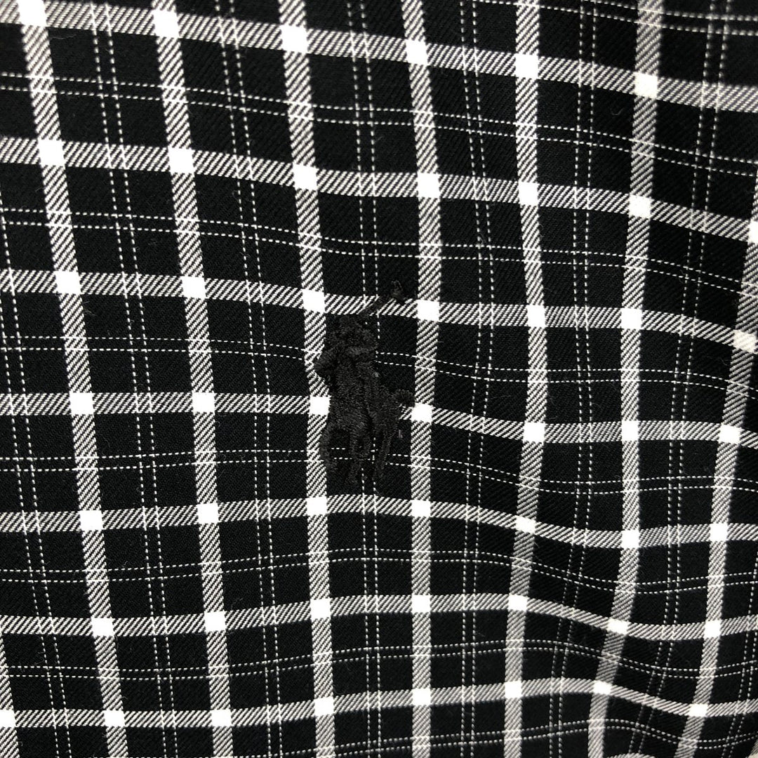 Ralph Lauren Slim Fit Long Sleeve Button-Down Check Shirt, Men's Size L cotton black type Vintage Second Hand