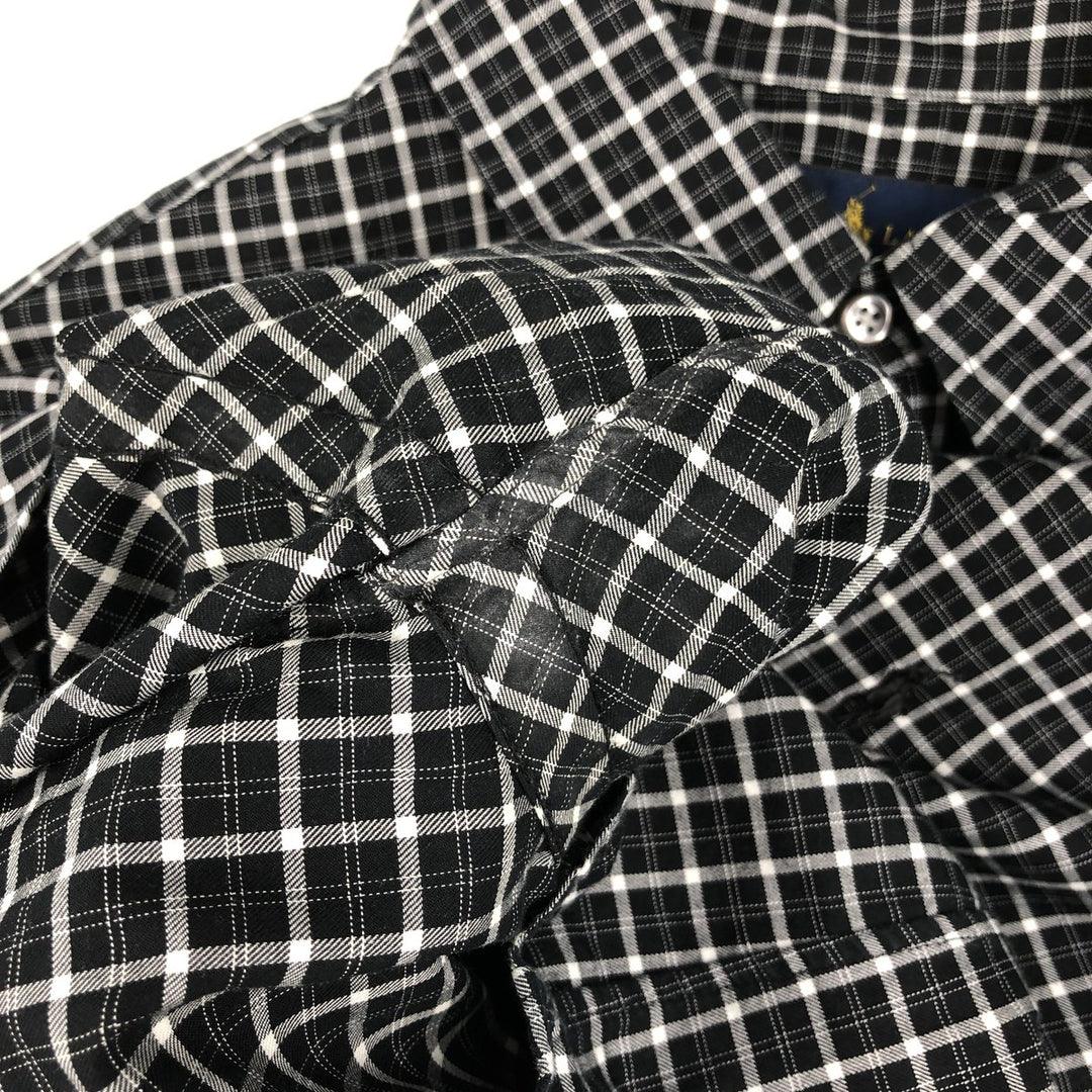 Ralph Lauren Slim Fit Long Sleeve Button-Down Check Shirt, Men's Size L cotton black type Vintage Second Hand