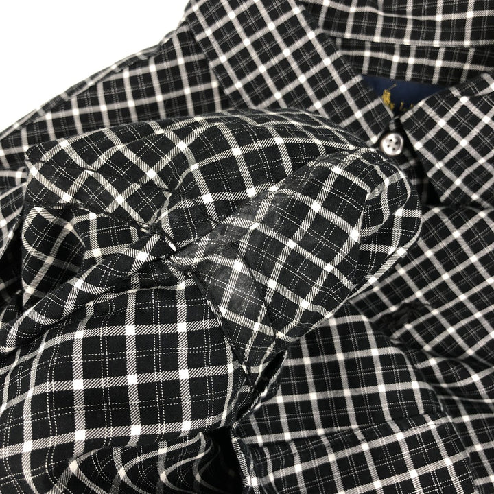 Ralph Lauren Slim Fit Long Sleeve Button-Down Check Shirt, Men's Size L cotton black type Vintage Second Hand