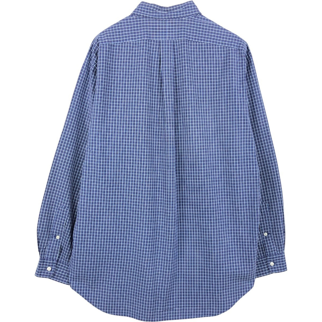Ralph Lauren BLAKE long sleeve button down check shirt, men's size L cotton Navy blue Vintage Second Hand
