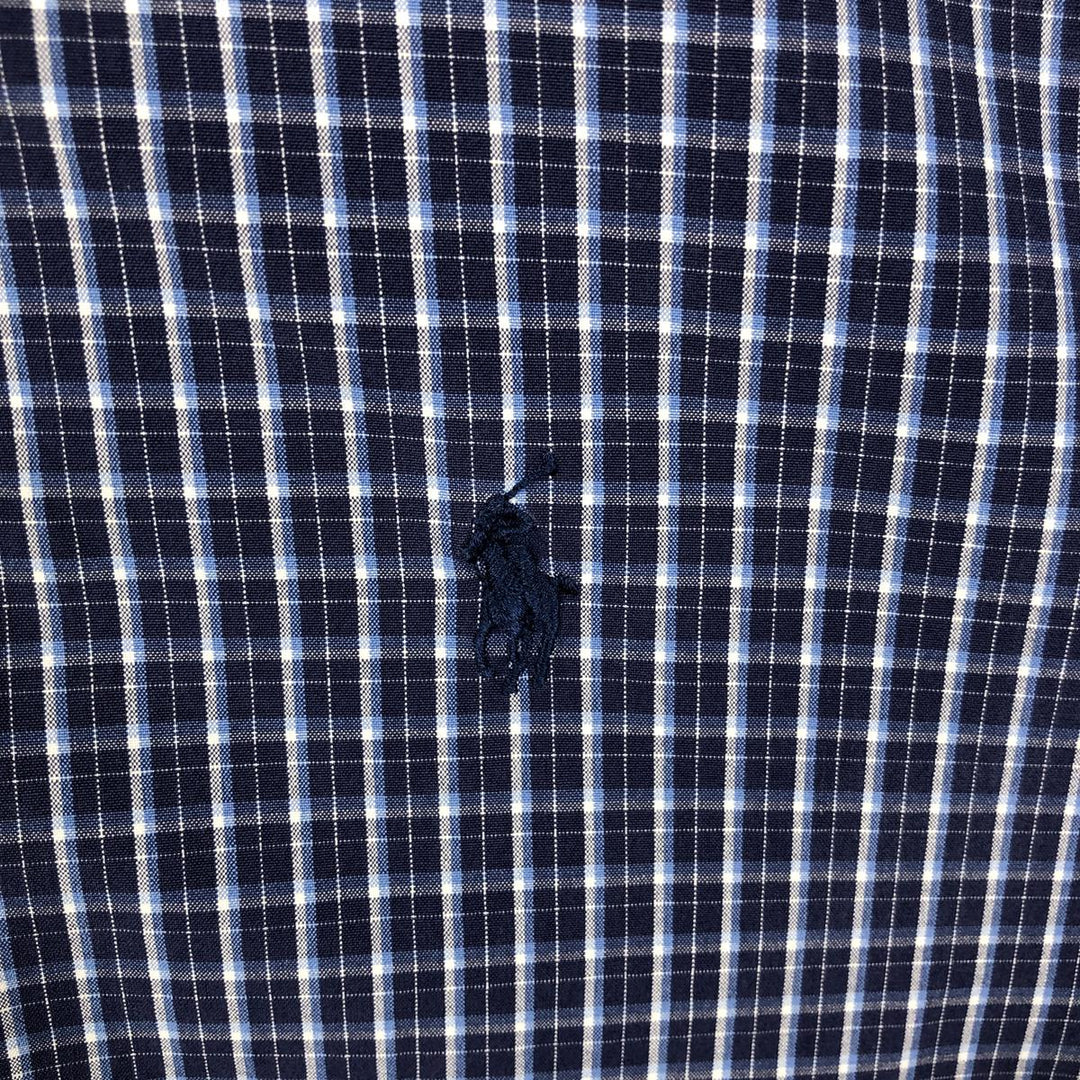 Ralph Lauren BLAKE long sleeve button down check shirt, men's size L cotton Navy blue Vintage Second Hand