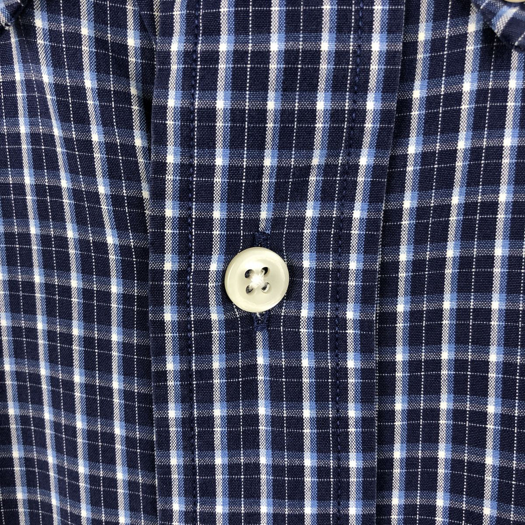 Ralph Lauren BLAKE long sleeve button down check shirt, men's size L cotton Navy blue Vintage Second Hand