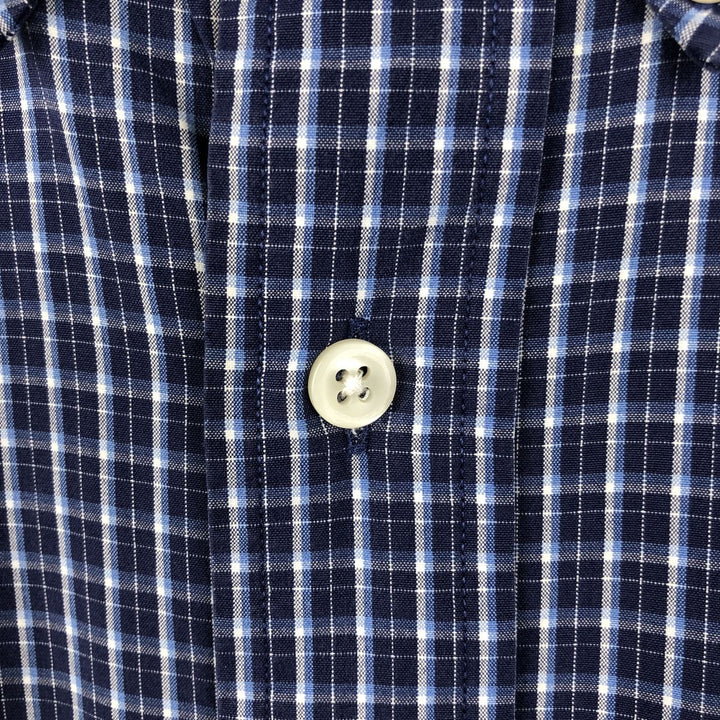 Ralph Lauren BLAKE long sleeve button down check shirt, men's size L cotton Navy blue Vintage Second Hand