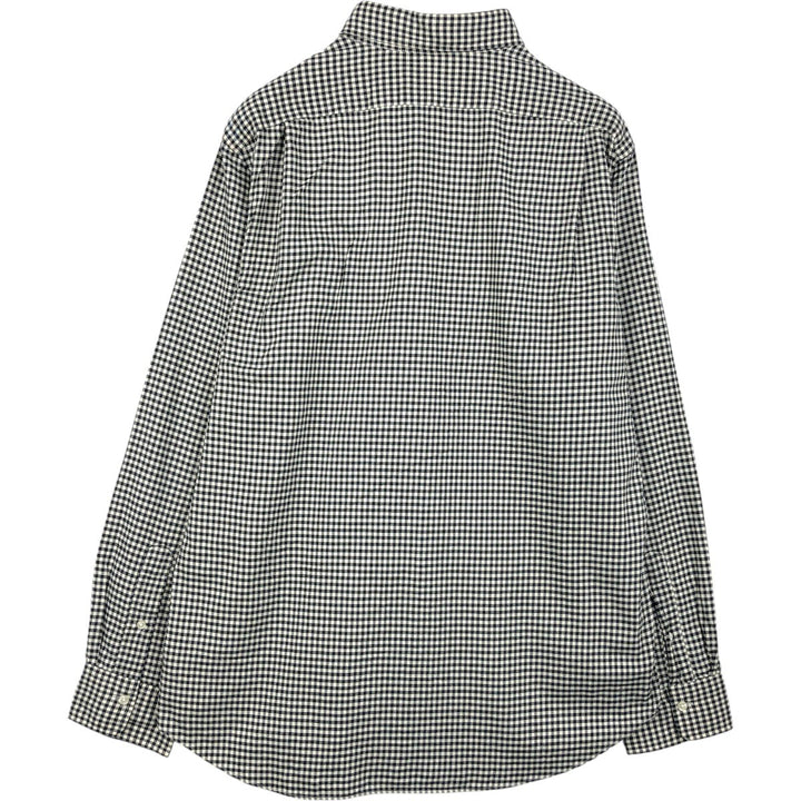 Ralph Lauren POLO RALPH LAUREN SLIM FIT Gingham Check Wide Collar Long Sleeve Cotton Check Shirt (Men's XL equivalent) cotton white type Vintage Second Hand