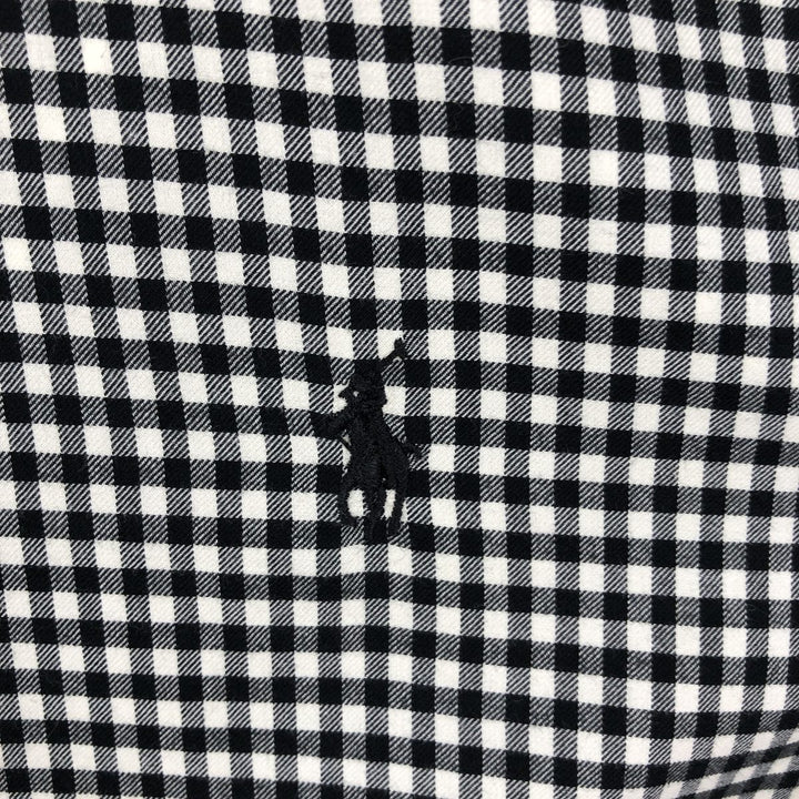Ralph Lauren POLO RALPH LAUREN SLIM FIT Gingham Check Wide Collar Long Sleeve Cotton Check Shirt (Men's XL equivalent) cotton white type Vintage Second Hand