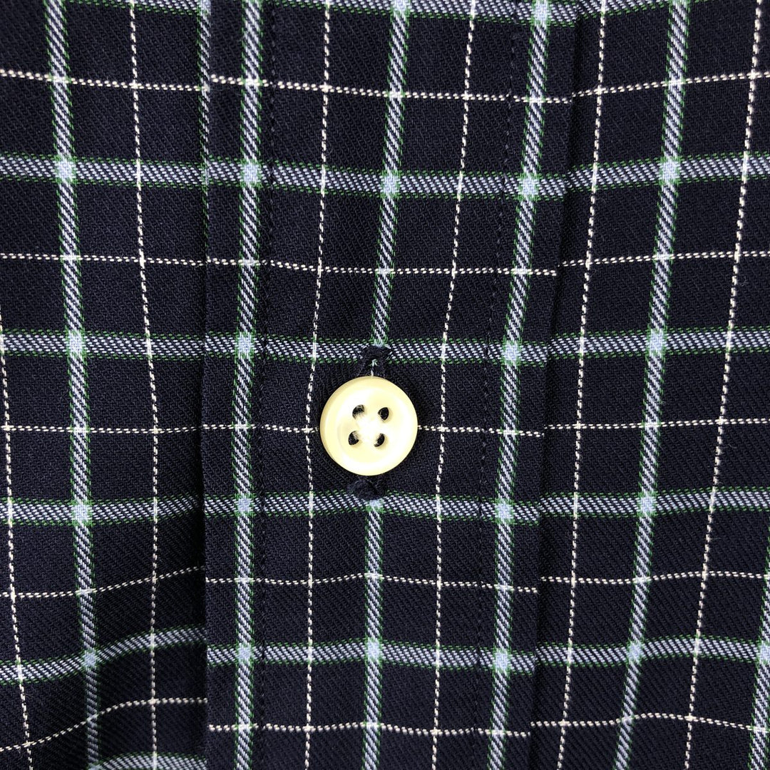 Ralph Lauren BLAKE long sleeve button down check shirt, men's size M cotton navy blue type Vintage Second Hand